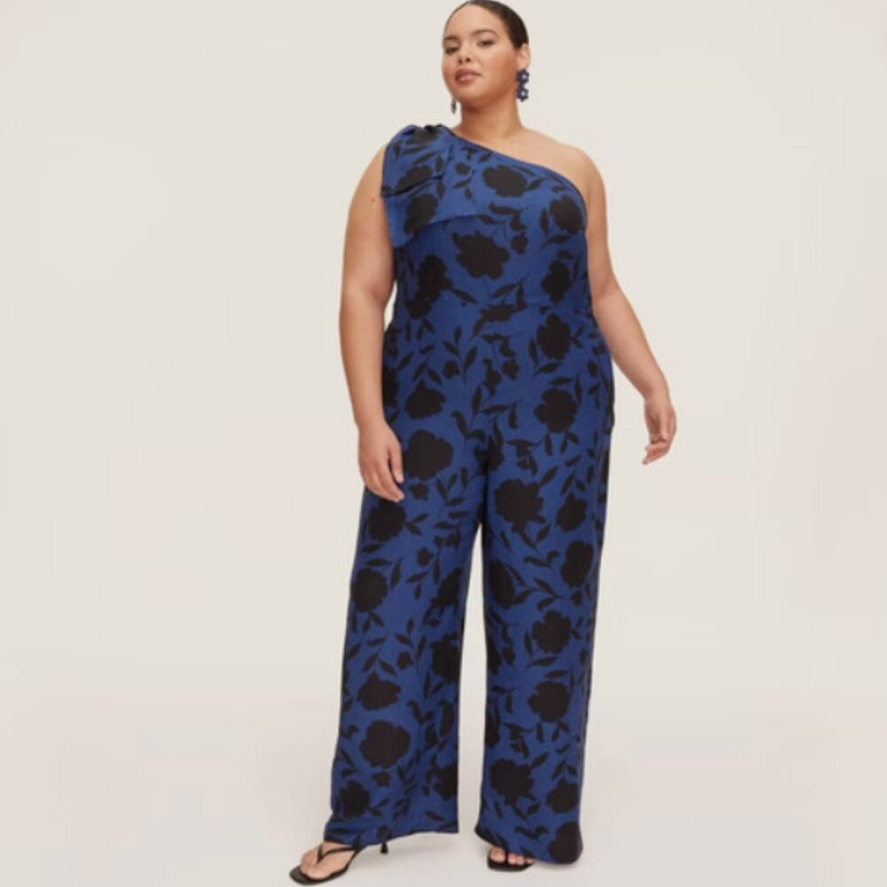 Kate Spade Plus Sleeveless Jumpsuit in Navy Floral Sz 20